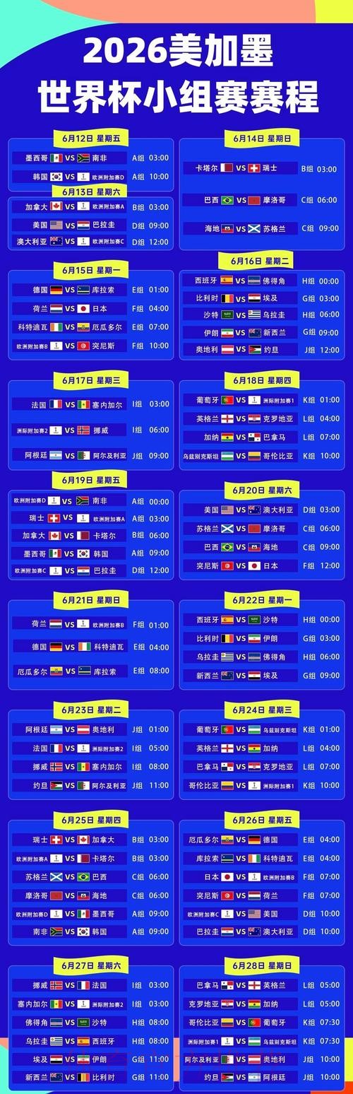 2026美加墨世界杯赛程准不准